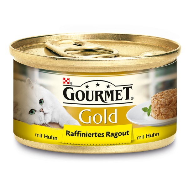 Gourmet Gold Raffiniertes Ragout Huhn 85g, Alleinfuttermittel für Katzen