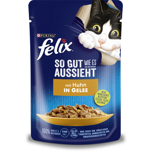 Felix So gut wie es aussieht mit Huhn 85g, Alleinfuttermittel für Katzen