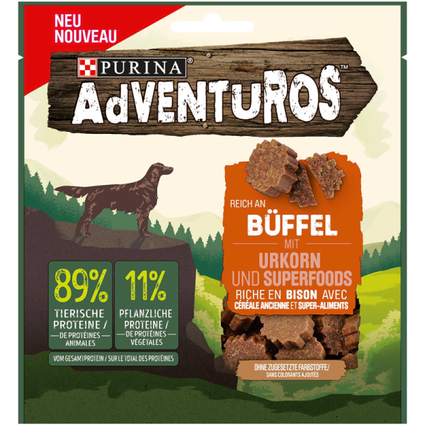 ADVENTUROS Bueffel mit Urkorn 90g , Ergänzungsfuttermittel für Hunde