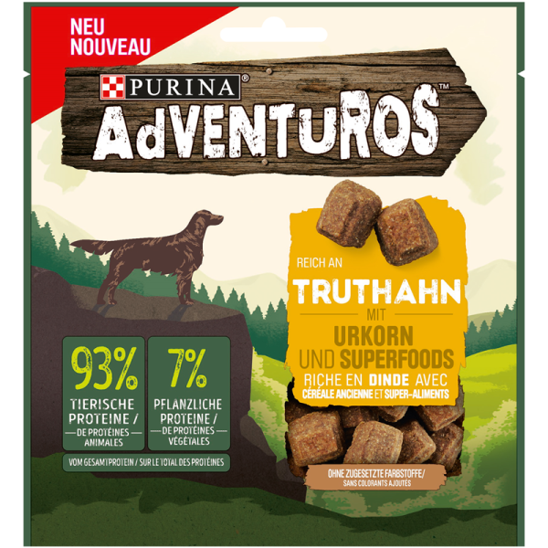 ADVENTUROS Truthahn mit Urkorn 90g , Ergänzungsfuttermittel für Hunde