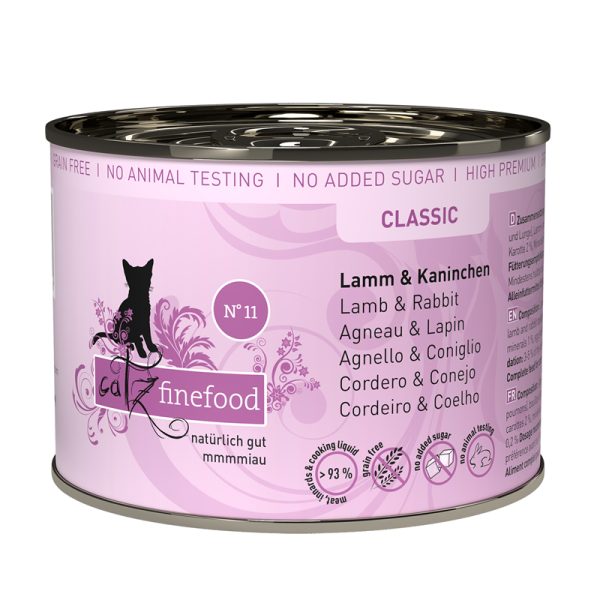 catz finefood No. 11 Lamm&Kaninchen 200g-Dose, Alleinfuttermittel für ausgewachsene Katzen