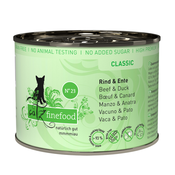 catz finefood No. 23 Rind&Ente 200g-Dose, Alleinfuttermittel für ausgewachsene Katzen