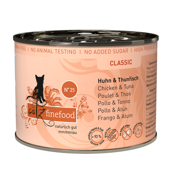 catz finefood No. 25 Huhn&Thunfisch 200g-Dose, Alleinfuttermittel für ausgewachsene Katzen