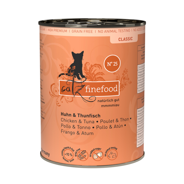 catz finefood No. 25 Huhn&Thunfisch 400g-Dose, Alleinfuttermittel für ausgewachsene Katzen