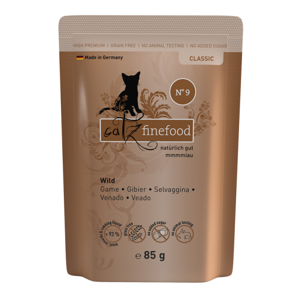 catz finefood No. 9 Wild 85g-Pouchbeutel, Alleinfuttermittel für ausgewachsene Katzen