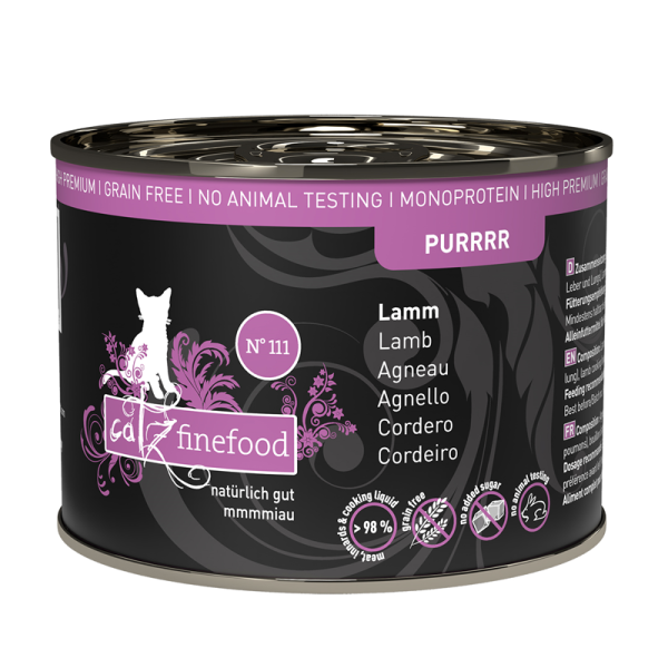 catz finefood Purrrr No. 111 Lamm 200g, Alleinfuttermittel für ausgewachsene Katzen, Monoprotein