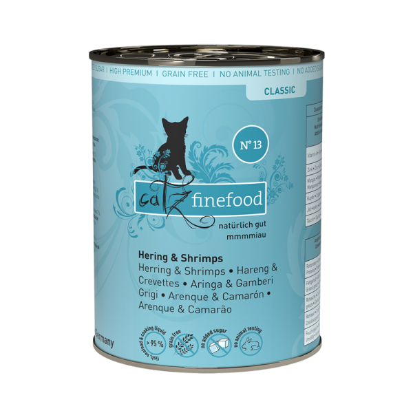 catz finefood No. 13 Hering & Shrimps 400g-Dose, Alleinfuttermittel für ausgewachsene Katzen