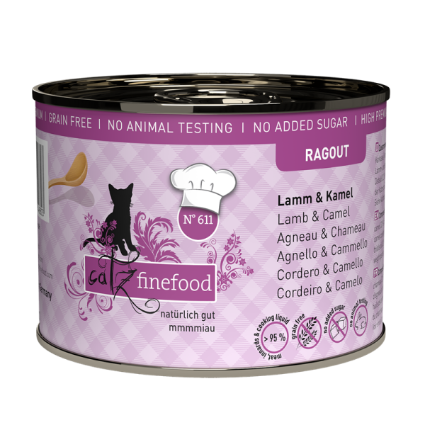 catz finefood Ragout No. 611 Lamm & Kamel 190g, Alleinfuttermittel für ausgewachsene Katzen