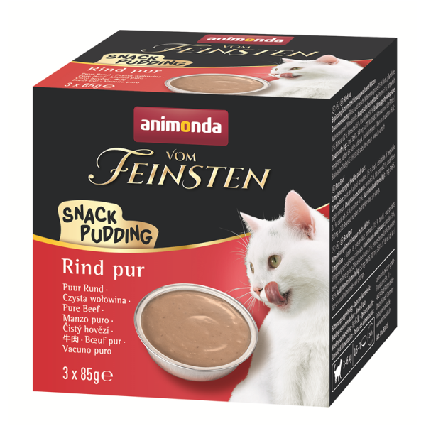 Animonda Cat vom Feinsten Adult Snack-Pudding MP Rind pur 3x85g, Ergänzungsfuttermittel für ausgewachsene Katzen.