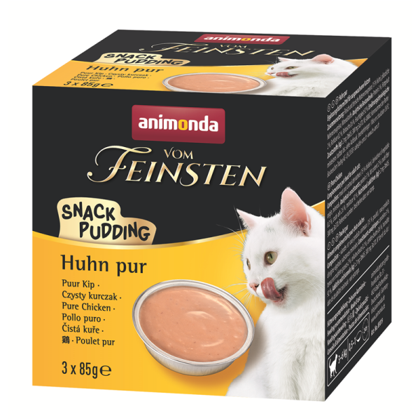 Animonda Cat vom Feinsten Adult Snack-Pudding MP Huhn pur 3x85g, Ergänzungsfuttermittel für ausgewachsene Katzen.