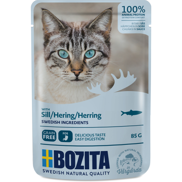 Bozita Pouch Häppchen in Soße mit Hering 85g, Nassfutter für Katzen