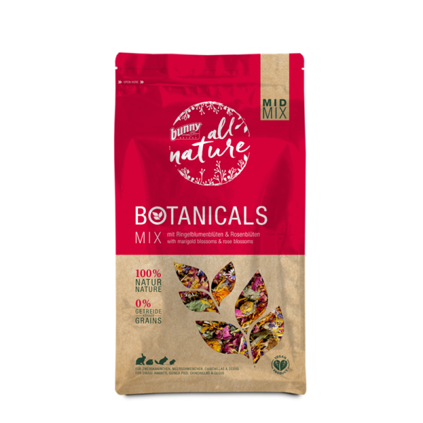 Bunny Botanicals Mid Mix, Ringelblumenblüten + Rosenblüten, 130g, Nager Snack