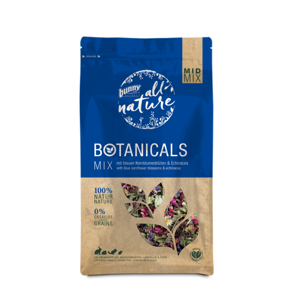 Bunny Botanicals Mid Mix, blaue Kornblume + Echinacea, 120 g, Nager Snack