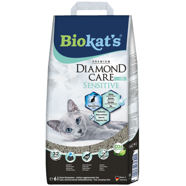Biokats Diamond Care Sensitive 6L Papiersack, Katzenstreu für empfindlichen Katzen