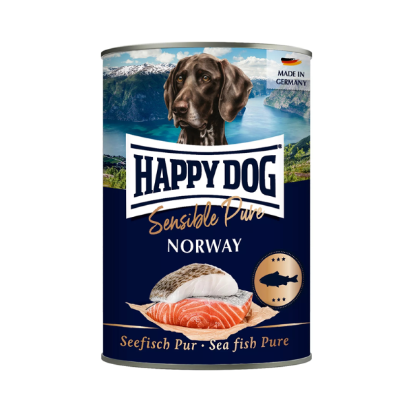 Happy Dog Dose Sensible Pure Norway Seefisch 400g, Alleinfuttermittel für ausgewachsene Hunde