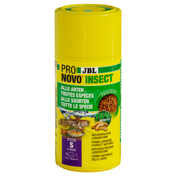 JBL PRONOVO INSECT STICK S 100 ml / 38 g, Aquarium Futtersticks in Größe S für alle Aquarienfische von 3-10 cm