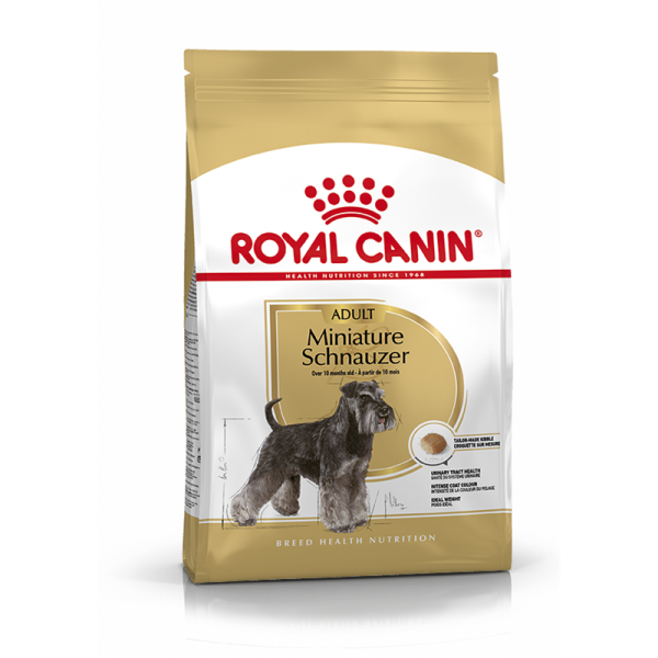 Royal Canin Breed Health Nutrition Miniature Schnauzer Adult 3 kg, Alleinfuttermittel für Hunde speziell für ausgewachsene und ältere Zwergschnauzer ab dem 10. Monat.