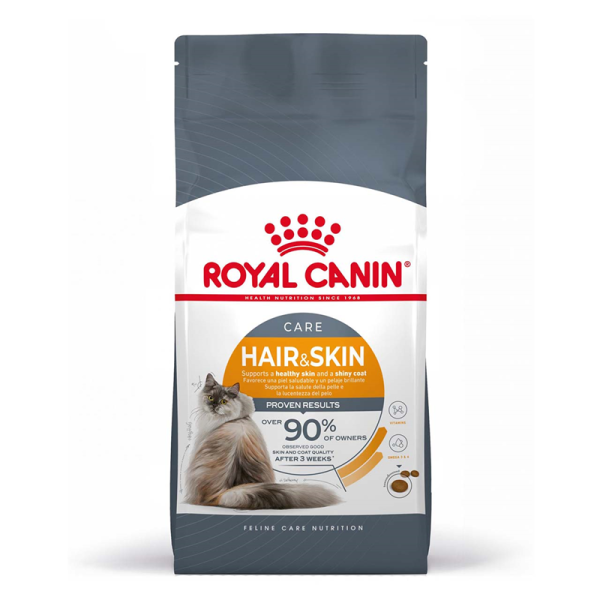 Royal Canin Feline Care Nutrition Hair & Skin Care Adult 2 kg, Alleinfuttermittel für ausgewachsene Katzen über 12 Monate, für glänzendes Fell und gesunde Haut