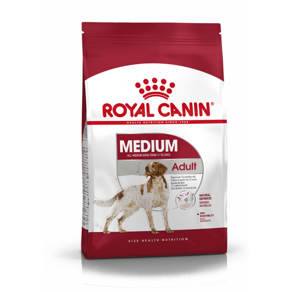 Royal Canin Size Health Nutrition Medium Adult 15 kg, Alleinfuttermittel für mittelgroße, ausgewachsene Hunde mit einem Gewicht von 11 kg bis 25 kg.