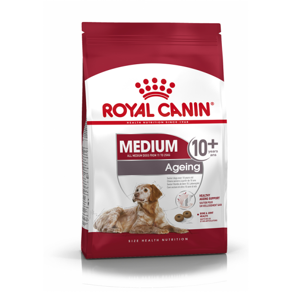 Royal Canin Size Health Nutrition Medium Ageing 10 + 3 kg, Alleinfuttermittel für mittelgroße, ausgewachsene Senior Hunde, ab dem 10. Lebensjahr, mit einem Gewicht von 11 kg bis 25 kg