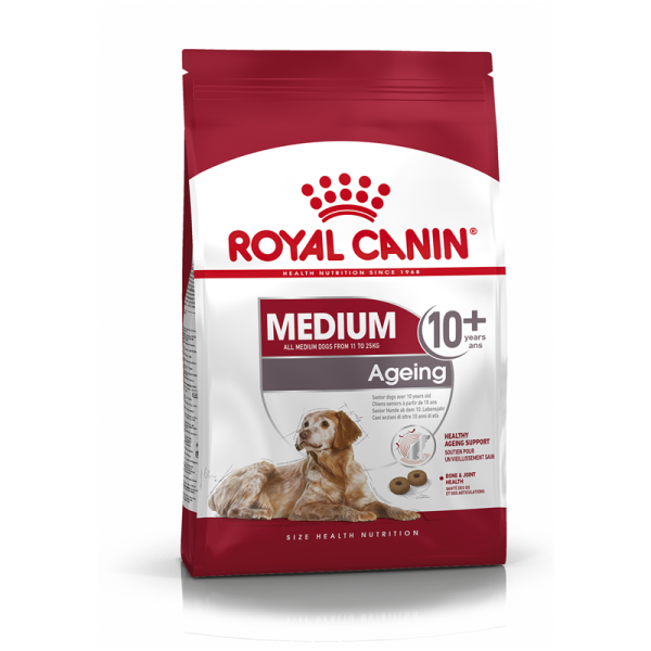 Royal Canin Size Health Nutrition Medium Ageing 10 + 15 kg, Alleinfuttermittel für mittelgroße, ausgewachsene Senior Hunde, ab dem 10. Lebensjahr, mit einem Gewicht von 11 kg bis 25 kg