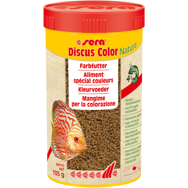 sera Discus Color Nature 250 ml / 105 g, Farbfutter für alle Diskusfische mit 175 mg/kg Astaxanthin