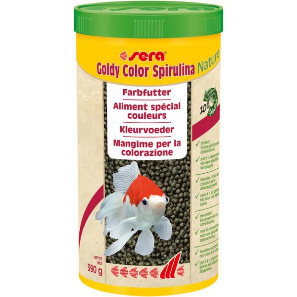 sera Goldy Color Spirulina Nature 1000 ml / 390 g, Farbfutter für Goldfische mit 10 % Spirulina