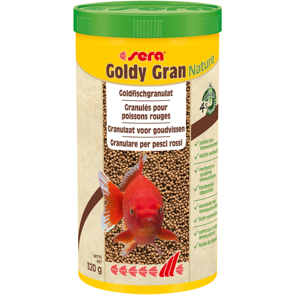 sera Goldy Gran Nature 1000 ml / 320 g, sera Goldy Gran Nature  Granulatfutter für größere Goldfische mit 4 % Insektenmehl