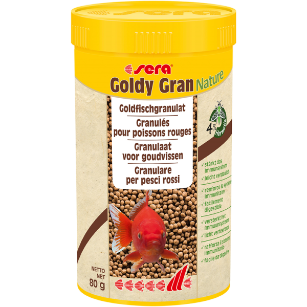 sera Goldy Gran 250 ml / 70 g, Granulatfutter für größere Goldfische mit 4 % Insektenmehl
