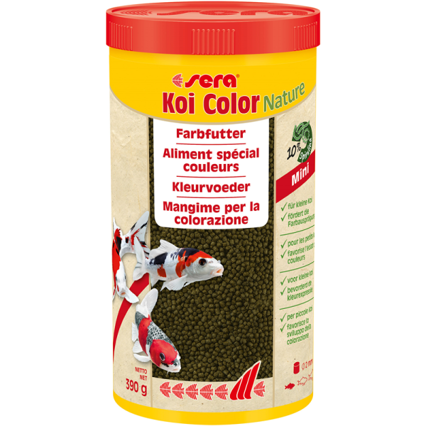 sera Koi Color Nature Mini 1000 ml / 390 g, Farbfutter ohne Farb- und Konservierungsstoffe für junge Koi bis 12 cm.