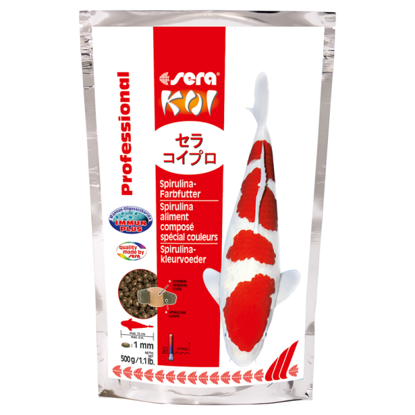 sera KOI Professional Spirulina-Farbfutter 500 g, Das erste coextrudierte Futter für Koi - Ganzjahresfutter ab 8 °C
