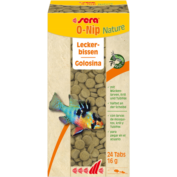 sera O-Nip Nature 24 Tabletten / 16 g, Leckerbissen als Hafttablette mit 7 % Krill für die gesunde Abwechslung
