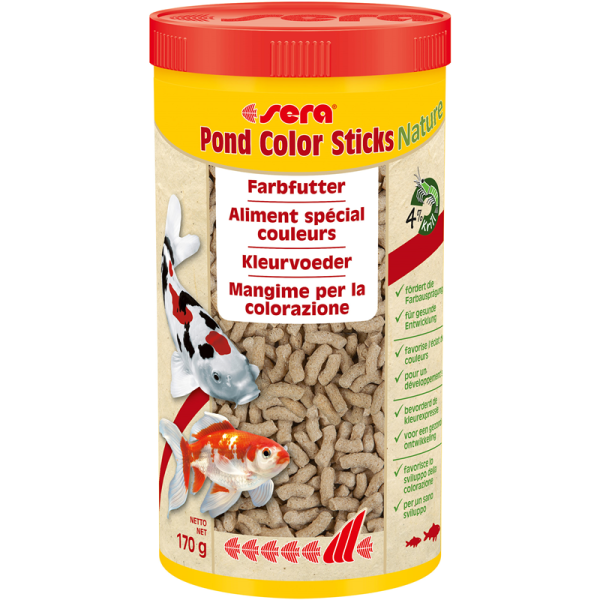 sera Pond Color Sticks Nature 1000 ml / 170 g, Farbfutter ohne Farb- und Konservierungsstoffe für alle Teichfische.