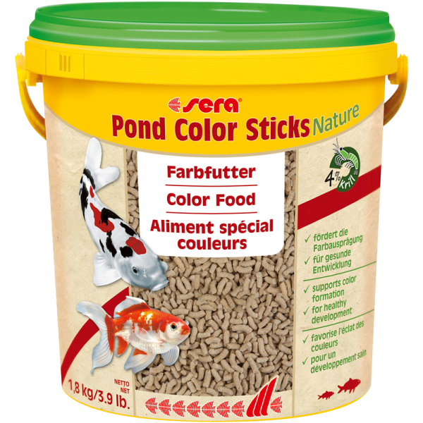 sera Pond Color Sticks Nature10 l / 1,8 kg, Farbfutter ohne Farb- und Konservierungsstoffe für alle Teichfische.