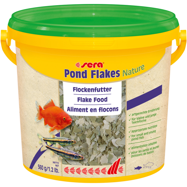 sera Pond Flakes Nature 3800 ml / 560 g, Hauptfutter ohne Farb- und Konservierungsstoffe für Goldfische, Bitterlinge und andere kleinere Teichfische