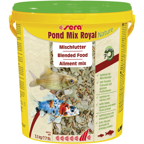 sera Pond Mix Royal Nature 21 l / 3,5 kg, Hauptfutter ohne Farb- und Konservierungsstoffe für Teiche mit gemischtem Besatz.