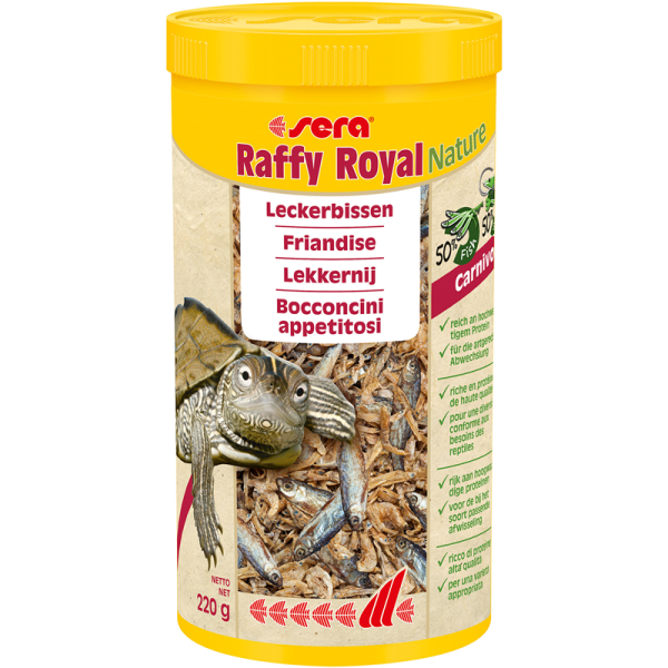 sera Raffy Royal Nature 1000 ml / 220 g, Mischfuttermittel für Wasserschildkröten und andere Fleisch fressende Reptilien sowie räuberische Fische aus ganzen, getrockneten Futterorganismen