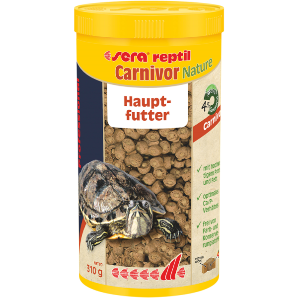 sera reptil Professional Carnivor Nature 1000 ml / 310 g, Alleinfuttermittel für Wasserschildkröten und andere Fleisch fressende Reptilien