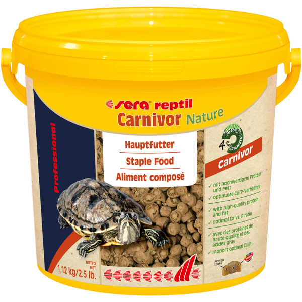 sera reptil Professional Carnivor Nature 3,8 l / 1,12 kg, Alleinfuttermittel für Wasserschildkröten und andere Fleisch fressende Reptilien