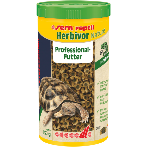 sera reptil Professional Herbivor Nature 1000 ml / 330 g, Mischfuttermittel für Pflanzen fressende Reptilien wie Landschildkröten und Leguane