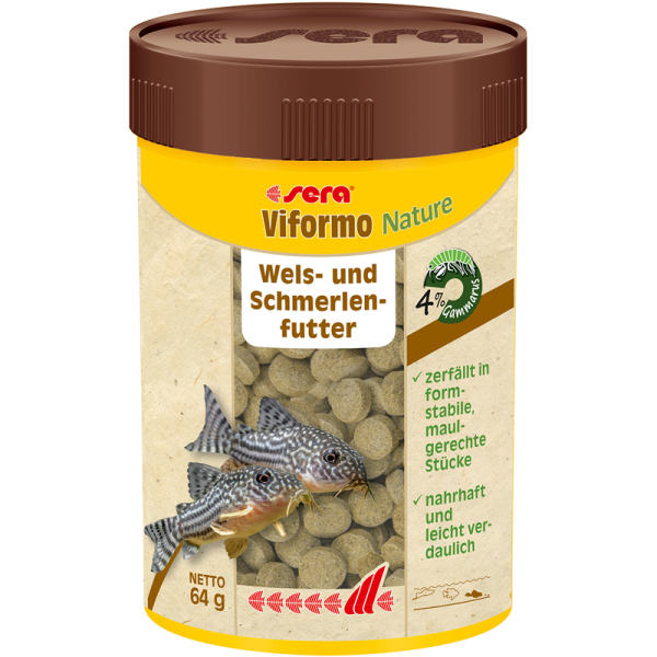 sera Viformo Nature 100 ml / 64 g, Tablettenfutter für Welse mit 4 % Gammarus und vitaminreichen Seealgen