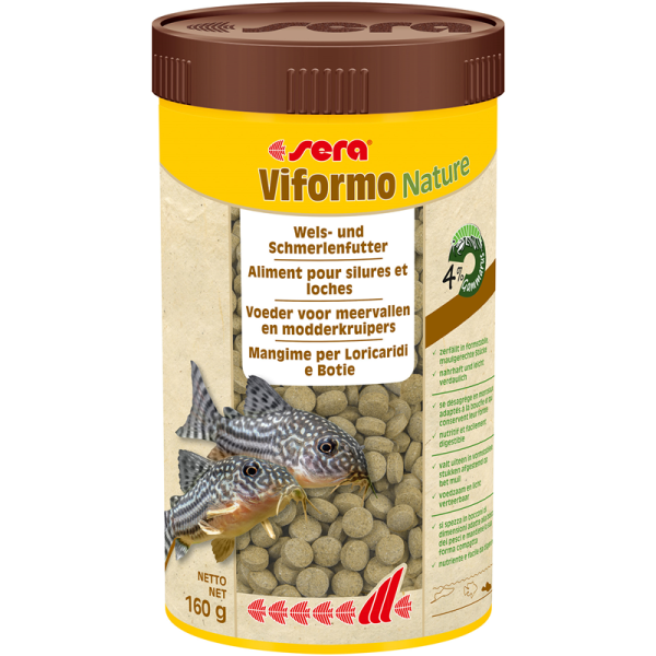 sera Viformo Nature 250 ml / 160 g, Tablettenfutter für Welse mit 4 % Gammarus und vitaminreichen Seealgen