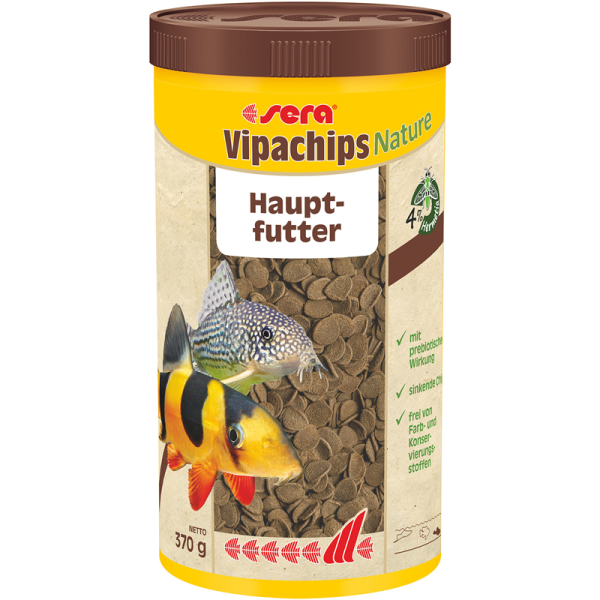 sera Vipachips Nature 1000 ml / 370 g, Hauptfutter aus Chips mit 4 % Insektenmehl