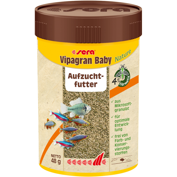 sera Vipagran Baby Nature 100 ml / 48 g, Mikrosoftgranulat für Jungtiere mit 4 % Insektenmehl