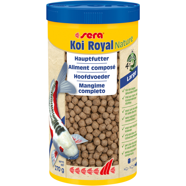 sera Koi Royal Nature Large 1000 ml / 270 g, Hauptfutter ohne Farb- und Konservierungsstoffe für große Koi ab 25 cm.