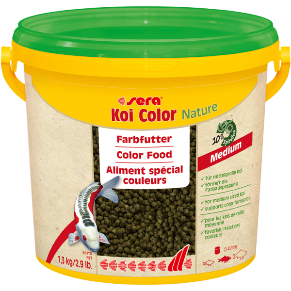 sera Koi Color Nature Medium 3800 ml / 1,3 kg, Farbfutter ohne Farb- und Konservierungsstoffe für Koi von 12 bis 25 cm