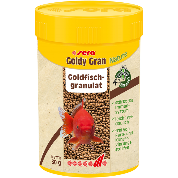 sera Goldy Gran Nature 100 ml / 30 g, sera Goldy Gran Nature  Granulatfutter für größere Goldfische mit 4 % Insektenmehl