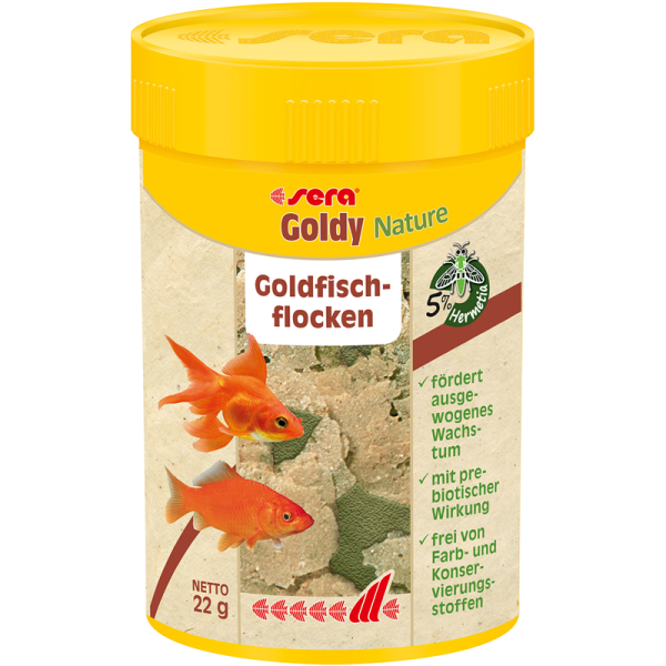 sera Goldy Nature 100 ml / 22 g, Das natürliche Flockenfutter für kleinere Kaltwasserfische, ohne Farb- und Konservierungsstoffe