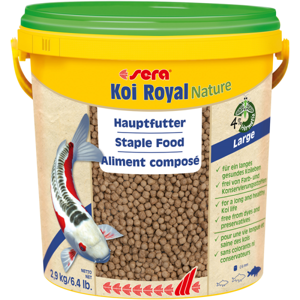 sera Koi Royal Nature Large 10 l / 2,9 kg, Hauptfutter ohne Farb- und Konservierungsstoffe für große Koi ab 25 cm.