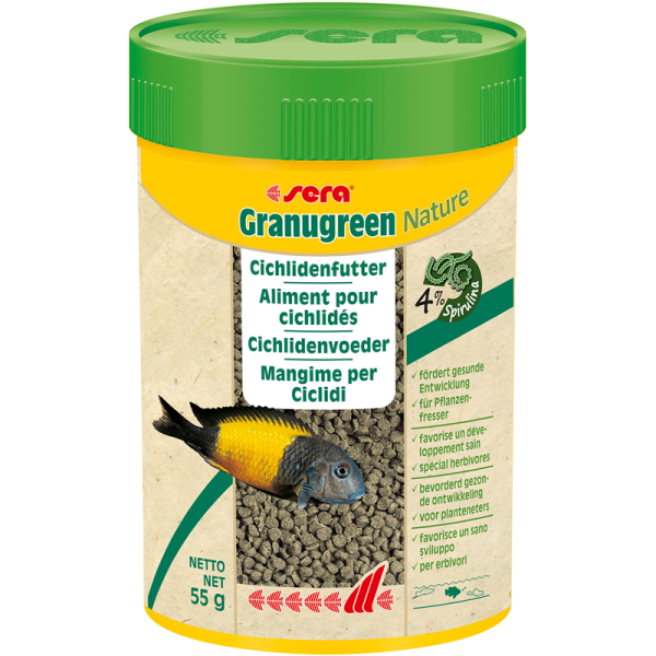 sera Granugreen Nature 100 ml / 55 g, Hauptfutter für ostafrikanische Cichliden